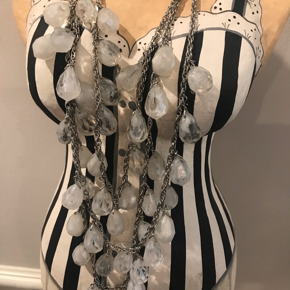 Apron style, 3 layer stone necklace